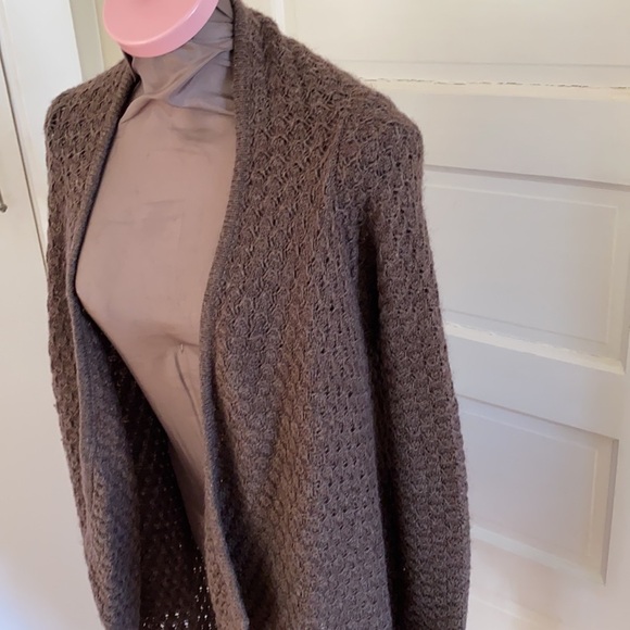 Design History Open Front Wool Blend Fringed Cardigan Sweater Small - Picture 2 of 5